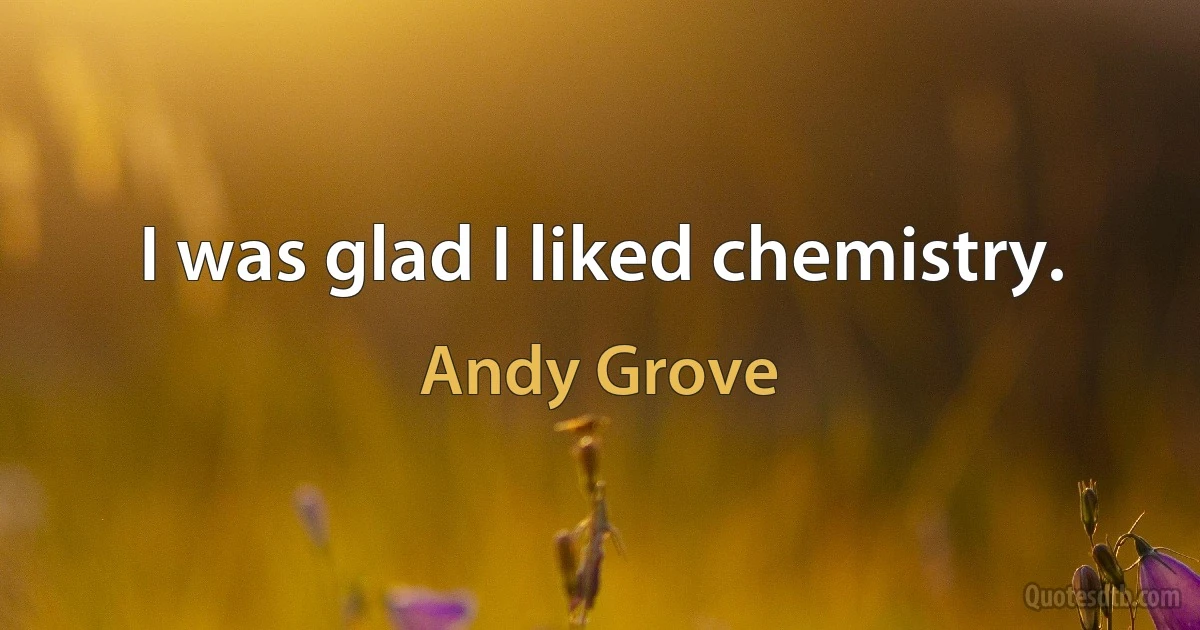 I was glad I liked chemistry. (Andy Grove)