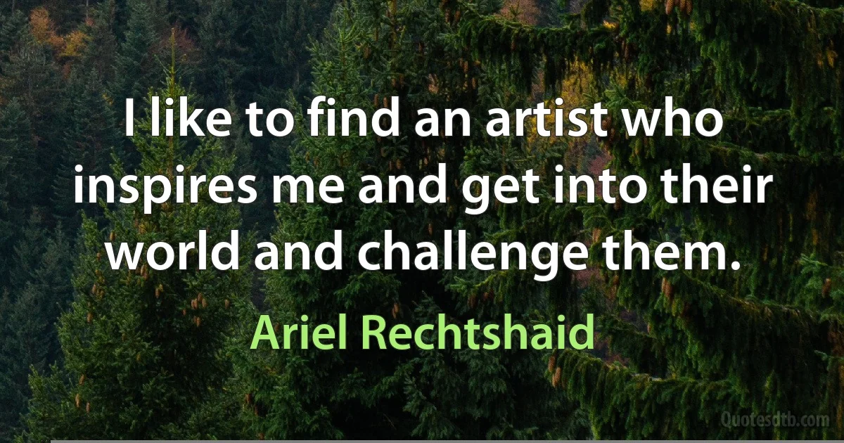 I like to find an artist who inspires me and get into their world and challenge them. (Ariel Rechtshaid)