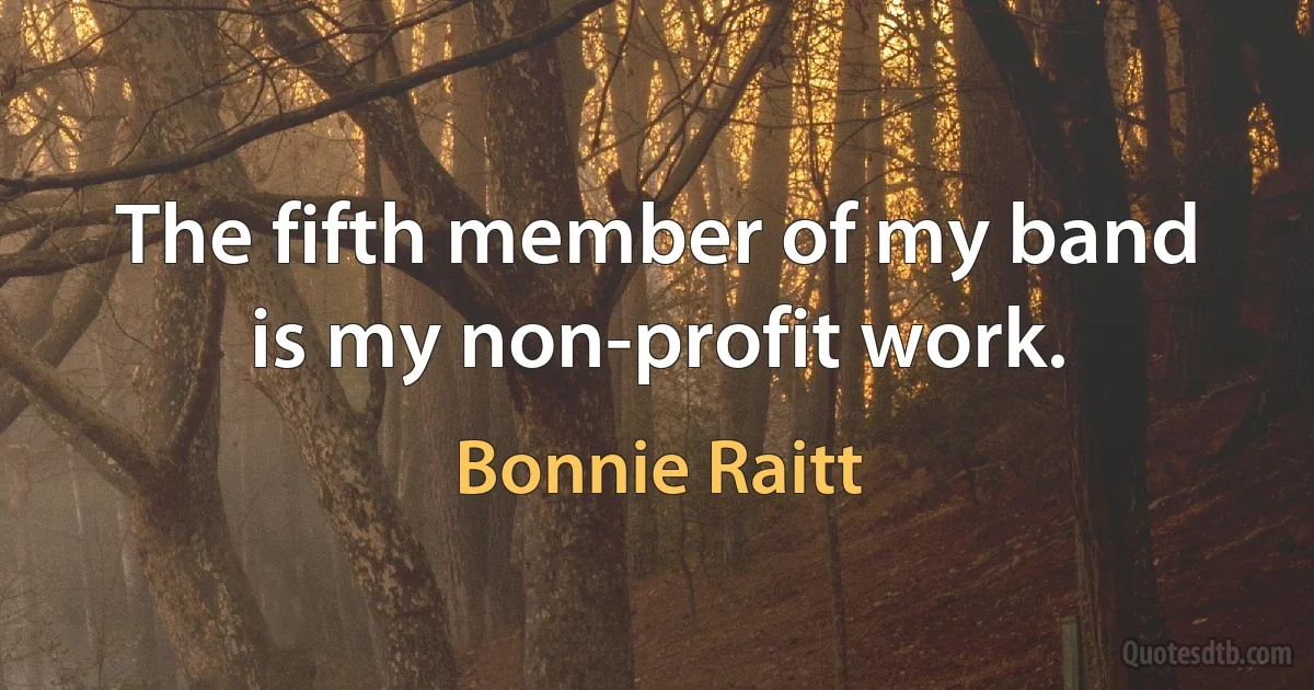 The fifth member of my band is my non-profit work. (Bonnie Raitt)