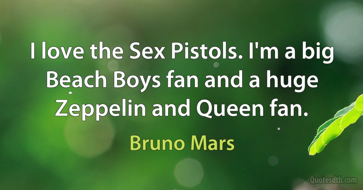 I love the Sex Pistols. I'm a big Beach Boys fan and a huge Zeppelin and Queen fan. (Bruno Mars)