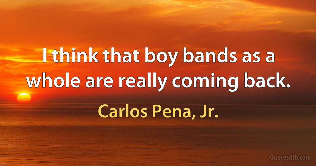 I think that boy bands as a whole are really coming back. (Carlos Pena, Jr.)