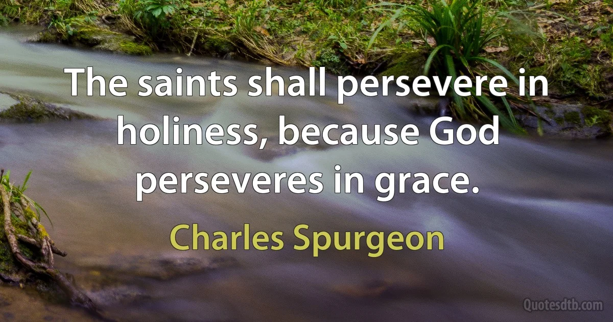 The saints shall persevere in holiness, because God perseveres in grace. (Charles Spurgeon)