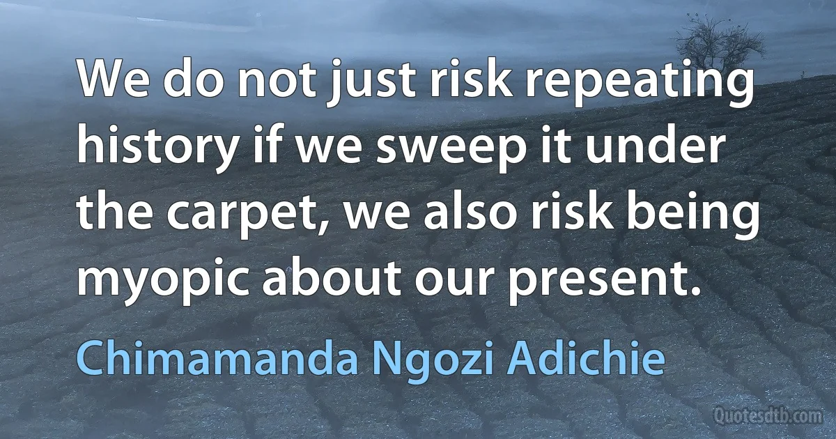 We do not just risk repeating history if we sweep it under the carpet, we also risk being myopic about our present. (Chimamanda Ngozi Adichie)