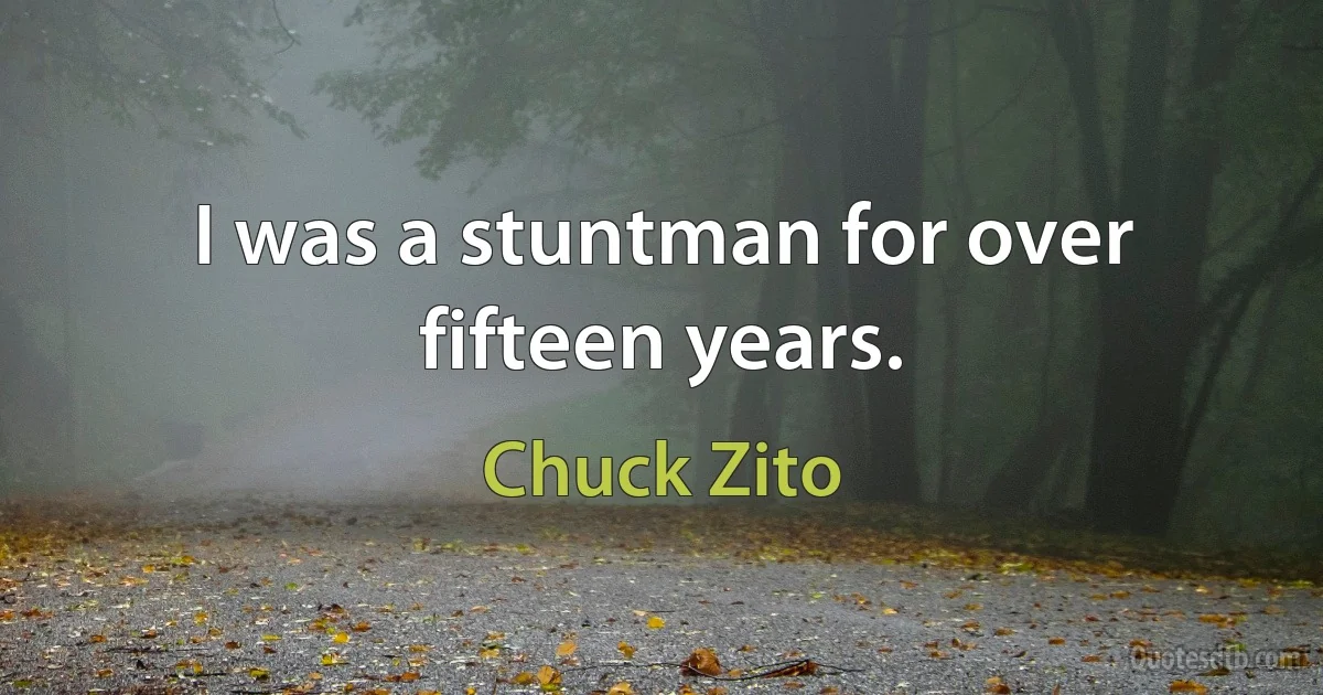 I was a stuntman for over fifteen years. (Chuck Zito)