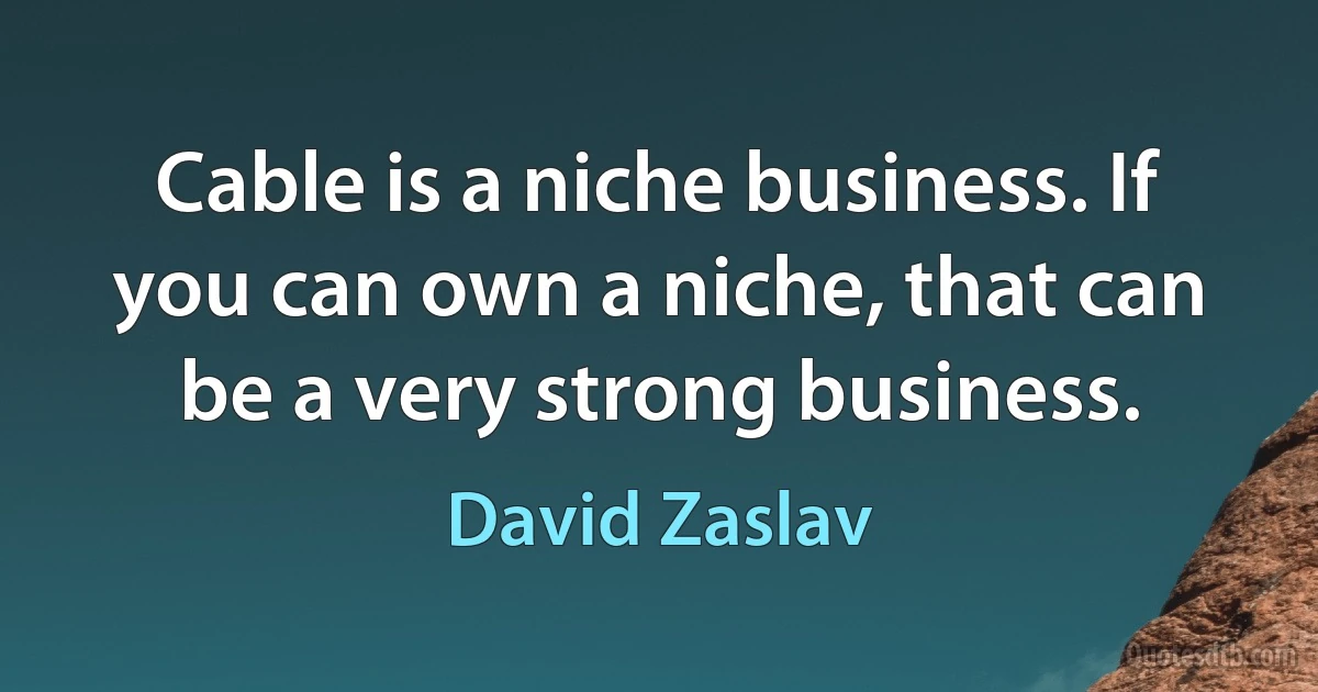 Cable is a niche business. If you can own a niche, that can be a very strong business. (David Zaslav)