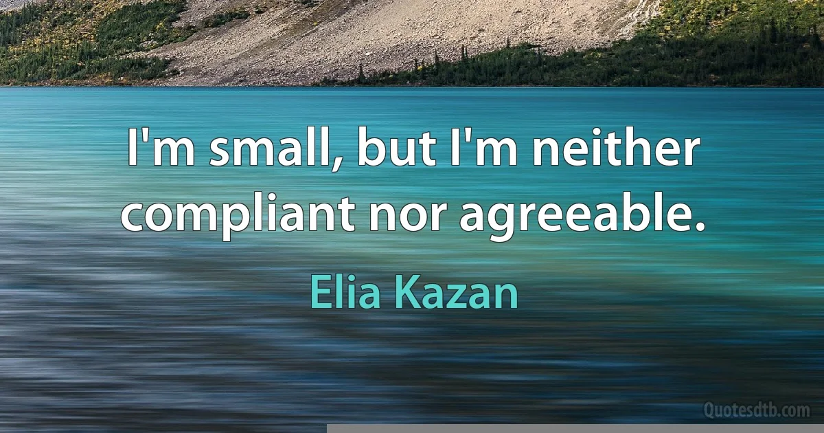 I'm small, but I'm neither compliant nor agreeable. (Elia Kazan)