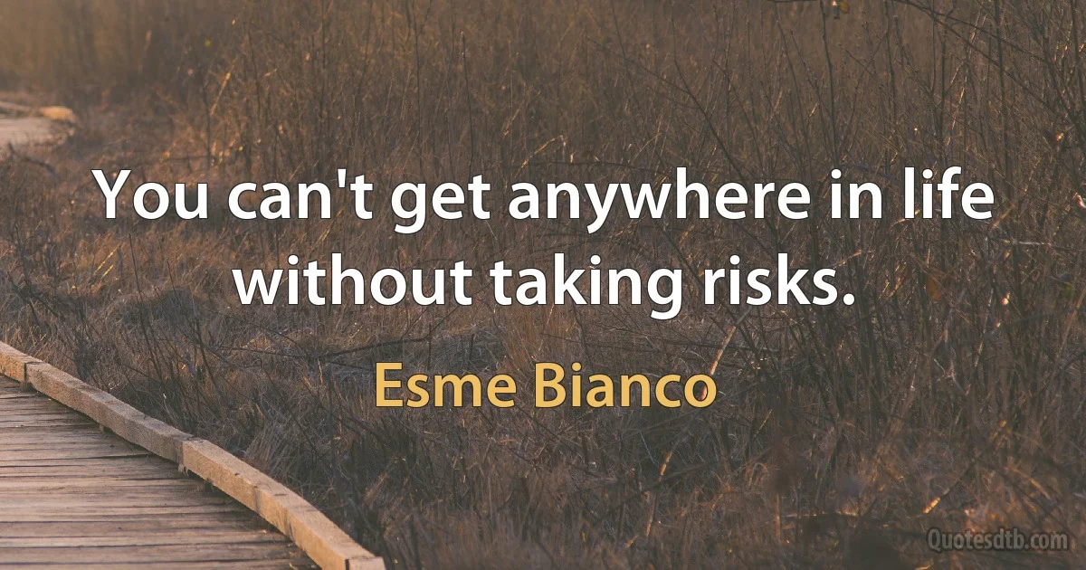 You can't get anywhere in life without taking risks. (Esme Bianco)