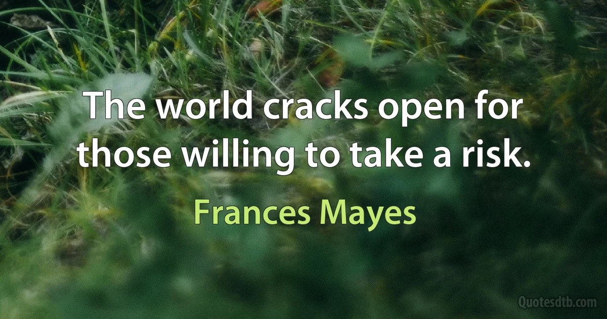 The world cracks open for those willing to take a risk. (Frances Mayes)