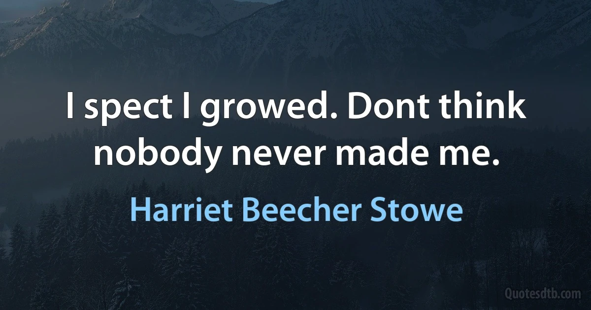 I spect I growed. Dont think nobody never made me. (Harriet Beecher Stowe)