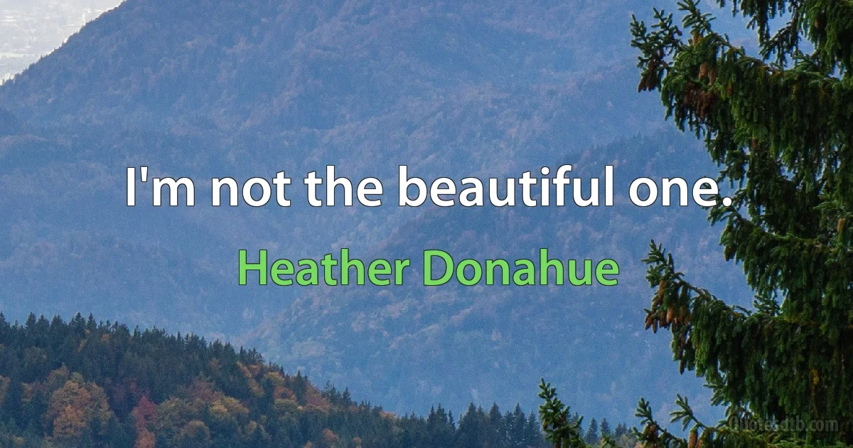 I'm not the beautiful one. (Heather Donahue)