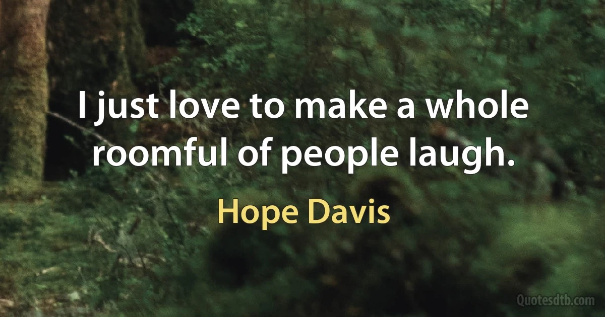 I just love to make a whole roomful of people laugh. (Hope Davis)