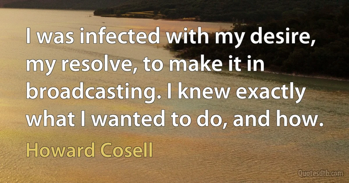 I was infected with my desire, my resolve, to make it in broadcasting. I knew exactly what I wanted to do, and how. (Howard Cosell)