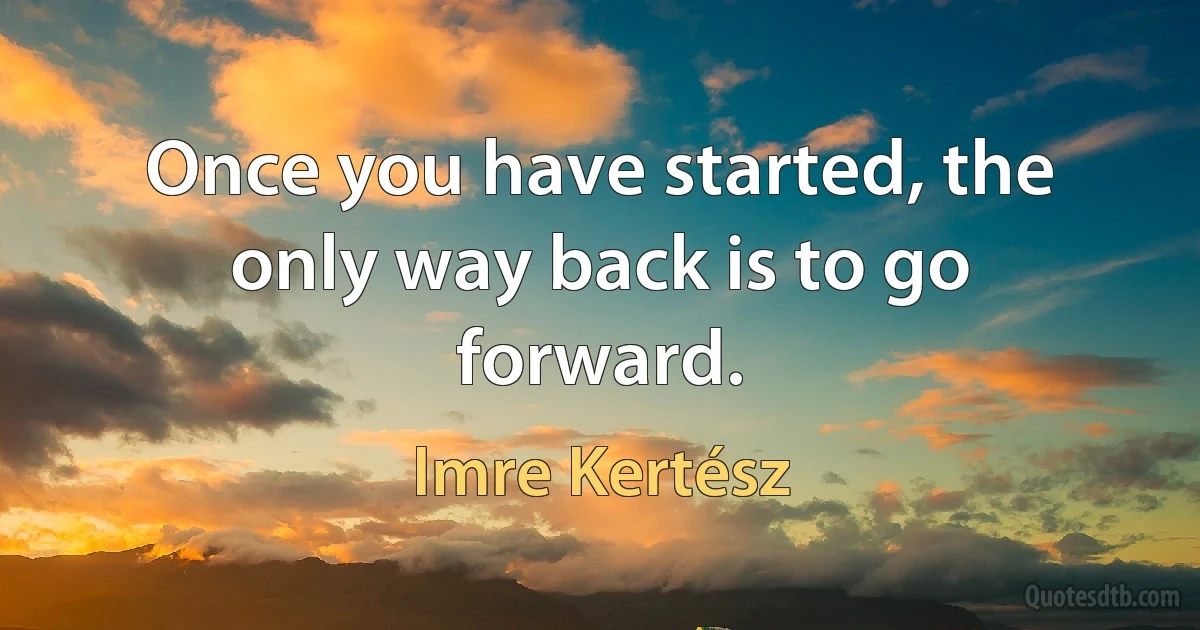 Once you have started, the only way back is to go forward. (Imre Kertész)