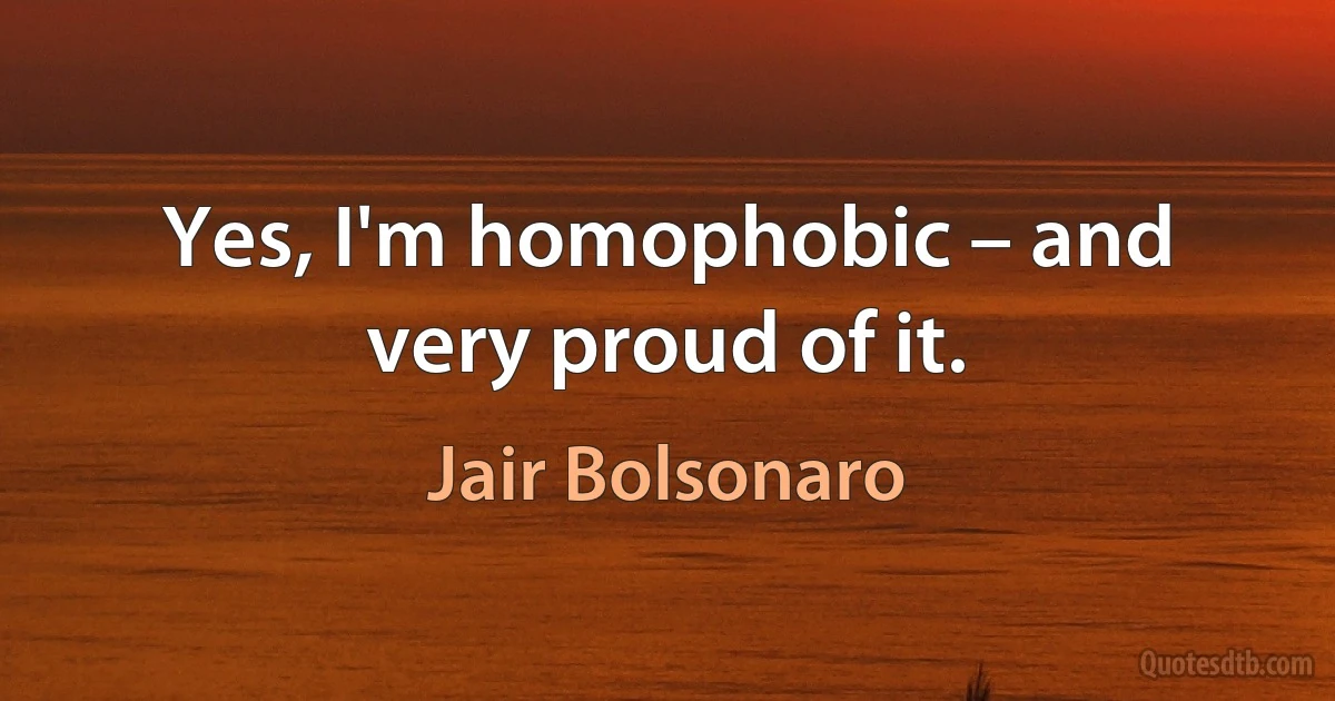 Yes, I'm homophobic – and very proud of it. (Jair Bolsonaro)