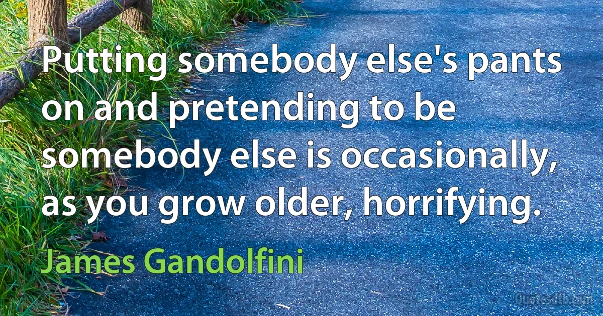 Putting somebody else's pants on and pretending to be somebody else is occasionally, as you grow older, horrifying. (James Gandolfini)