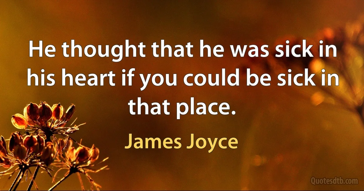 He thought that he was sick in his heart if you could be sick in that place. (James Joyce)