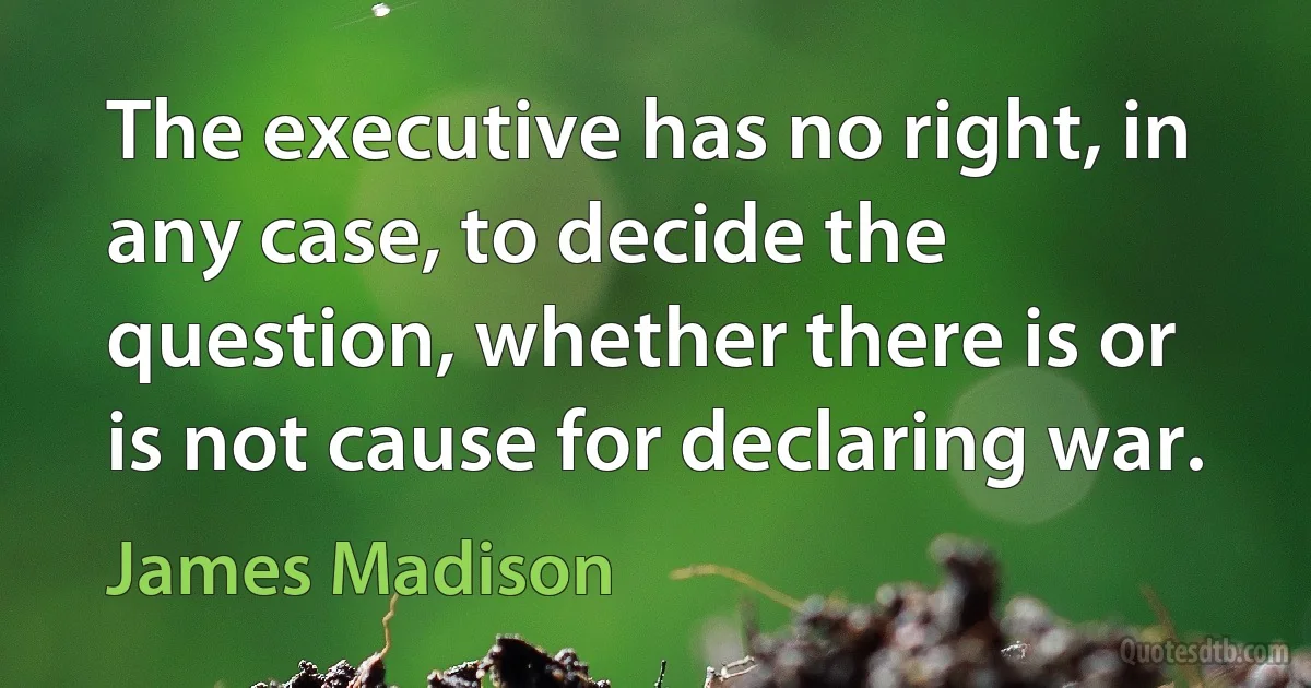 The executive has no right, in any case, to decide the question, whether there is or is not cause for declaring war. (James Madison)