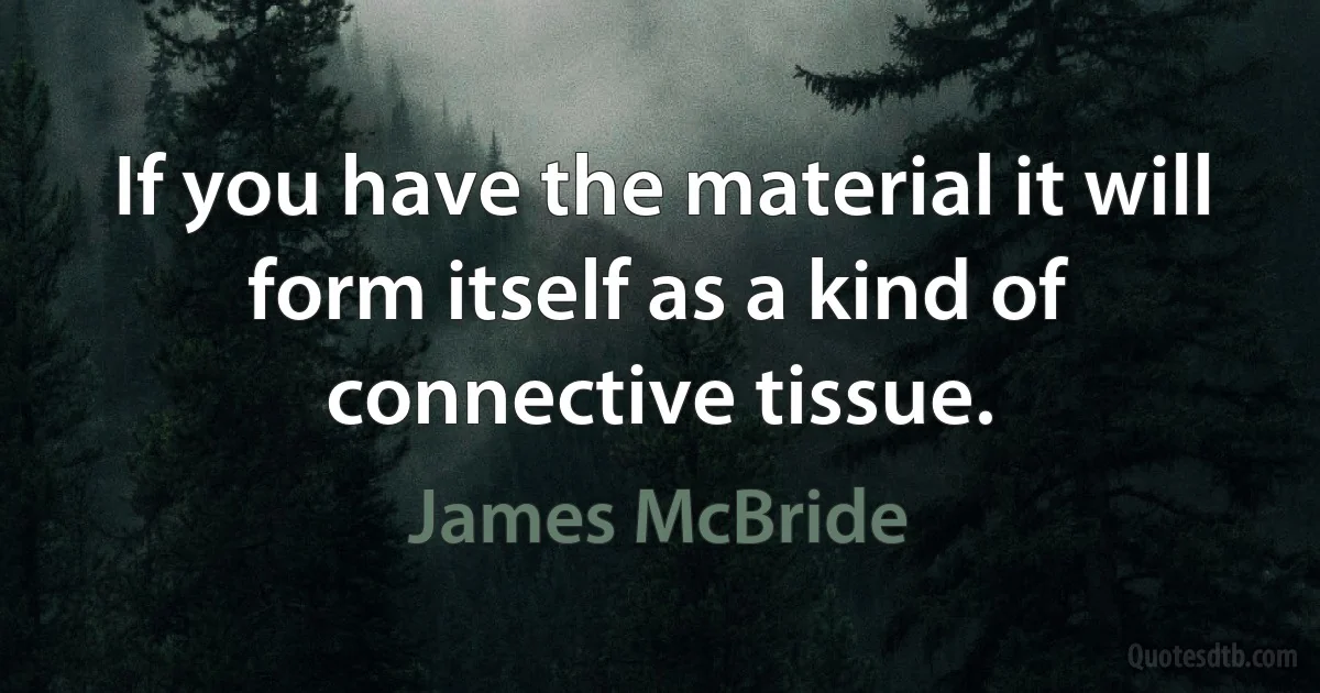 If you have the material it will form itself as a kind of connective tissue. (James McBride)