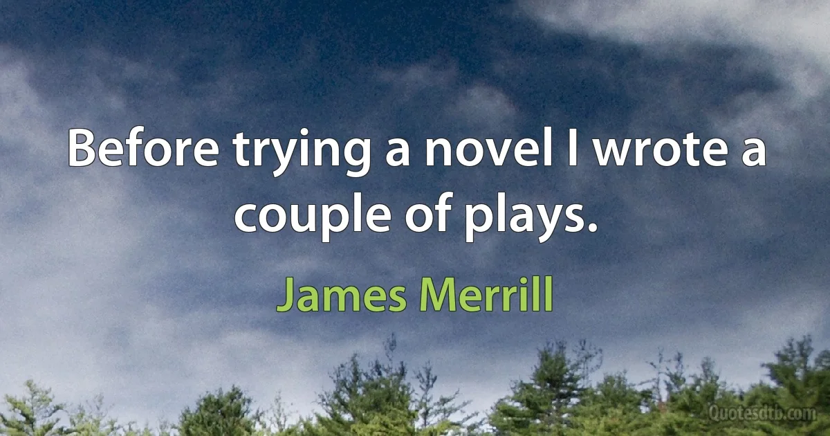 Before trying a novel I wrote a couple of plays. (James Merrill)