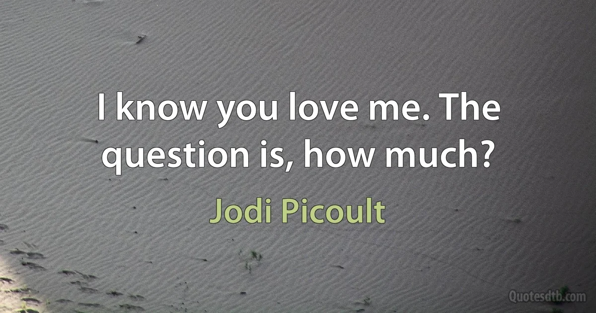 I know you love me. The question is, how much? (Jodi Picoult)