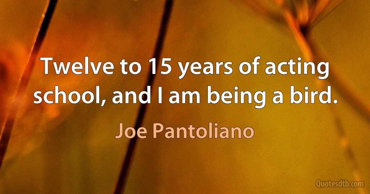 Twelve to 15 years of acting school, and I am being a bird. (Joe Pantoliano)