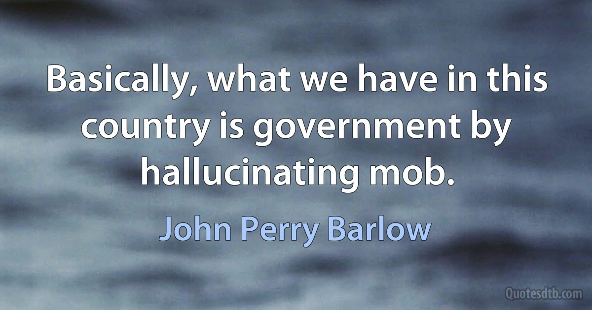 Basically, what we have in this country is government by hallucinating mob. (John Perry Barlow)