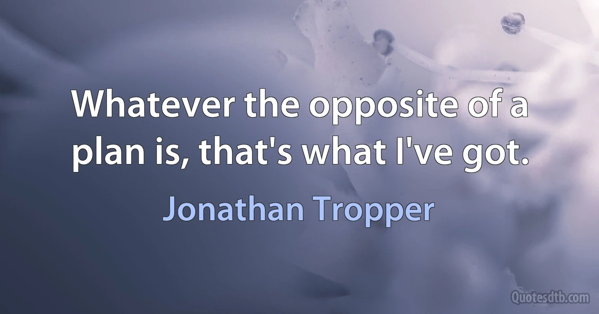 Whatever the opposite of a plan is, that's what I've got. (Jonathan Tropper)