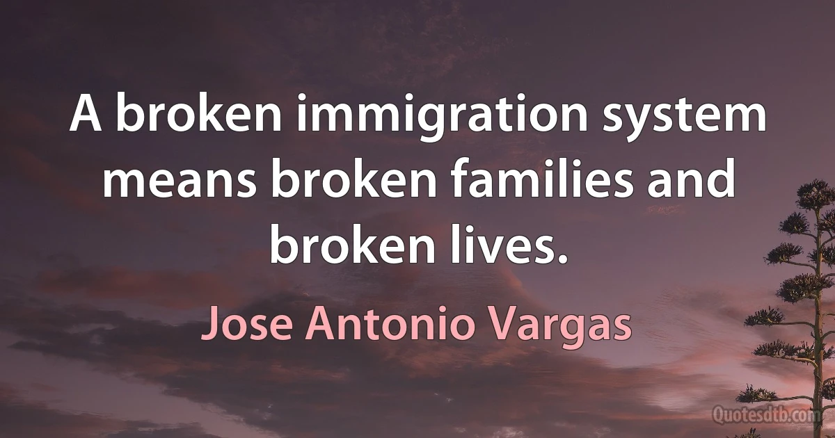 A broken immigration system means broken families and broken lives. (Jose Antonio Vargas)