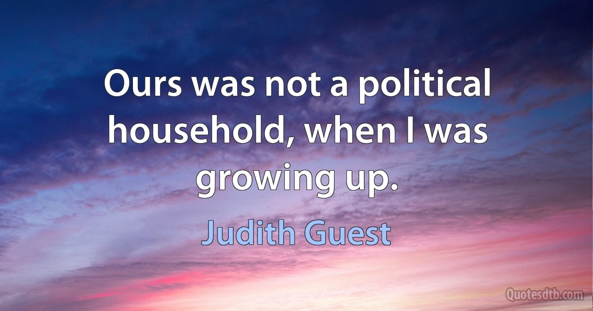 Ours was not a political household, when I was growing up. (Judith Guest)