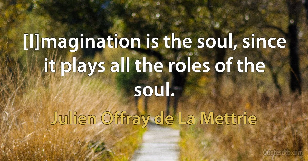 [I]magination is the soul, since it plays all the roles of the soul. (Julien Offray de La Mettrie)