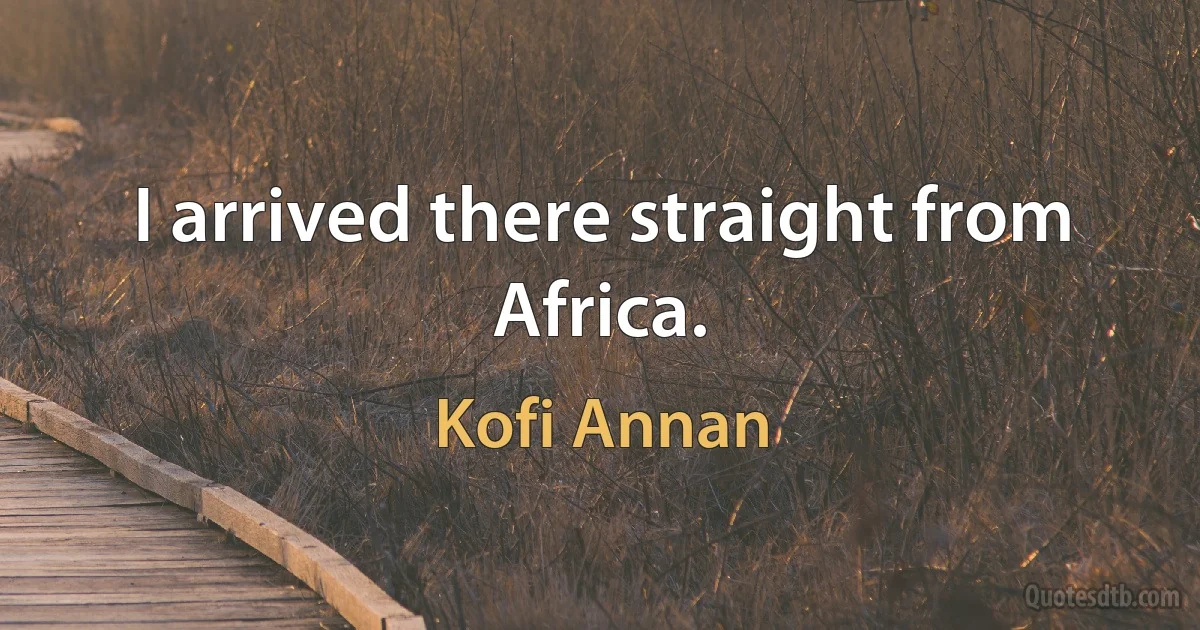 I arrived there straight from Africa. (Kofi Annan)