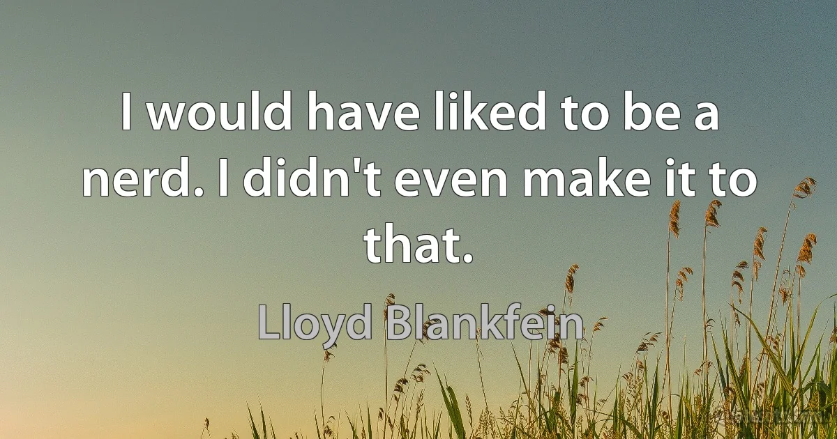 I would have liked to be a nerd. I didn't even make it to that. (Lloyd Blankfein)