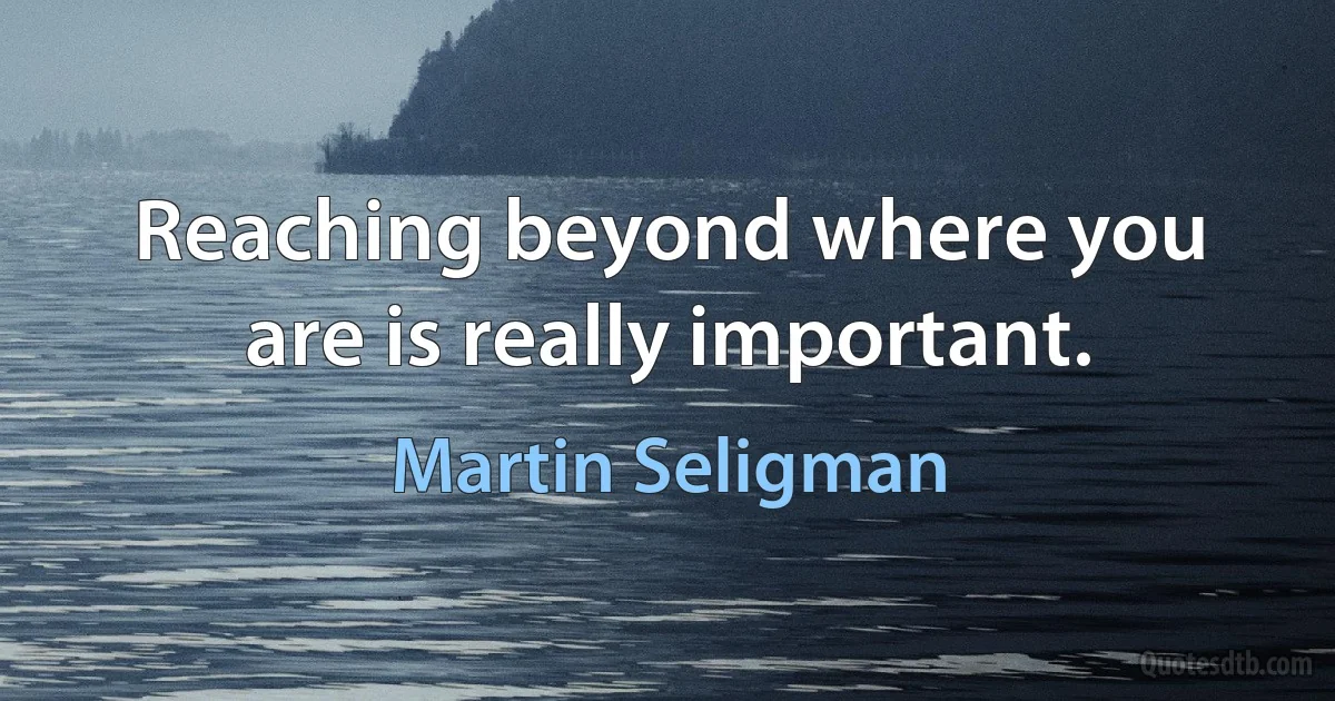 Reaching beyond where you are is really important. (Martin Seligman)