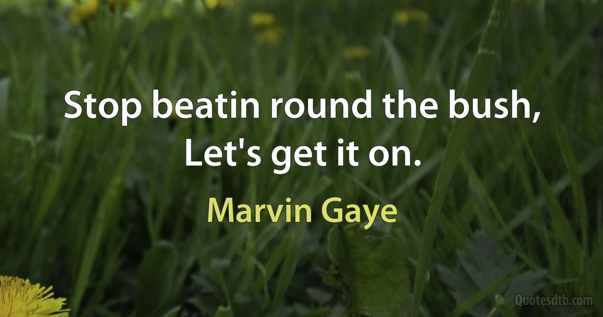 Stop beatin round the bush,
Let's get it on. (Marvin Gaye)