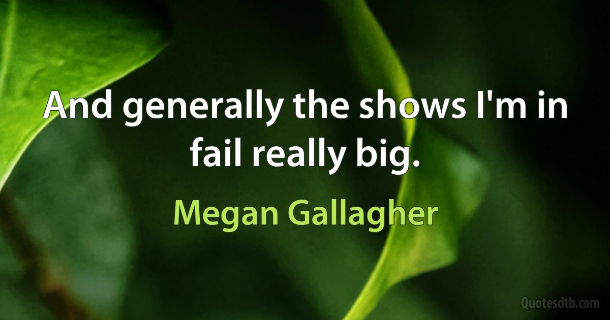 And generally the shows I'm in fail really big. (Megan Gallagher)