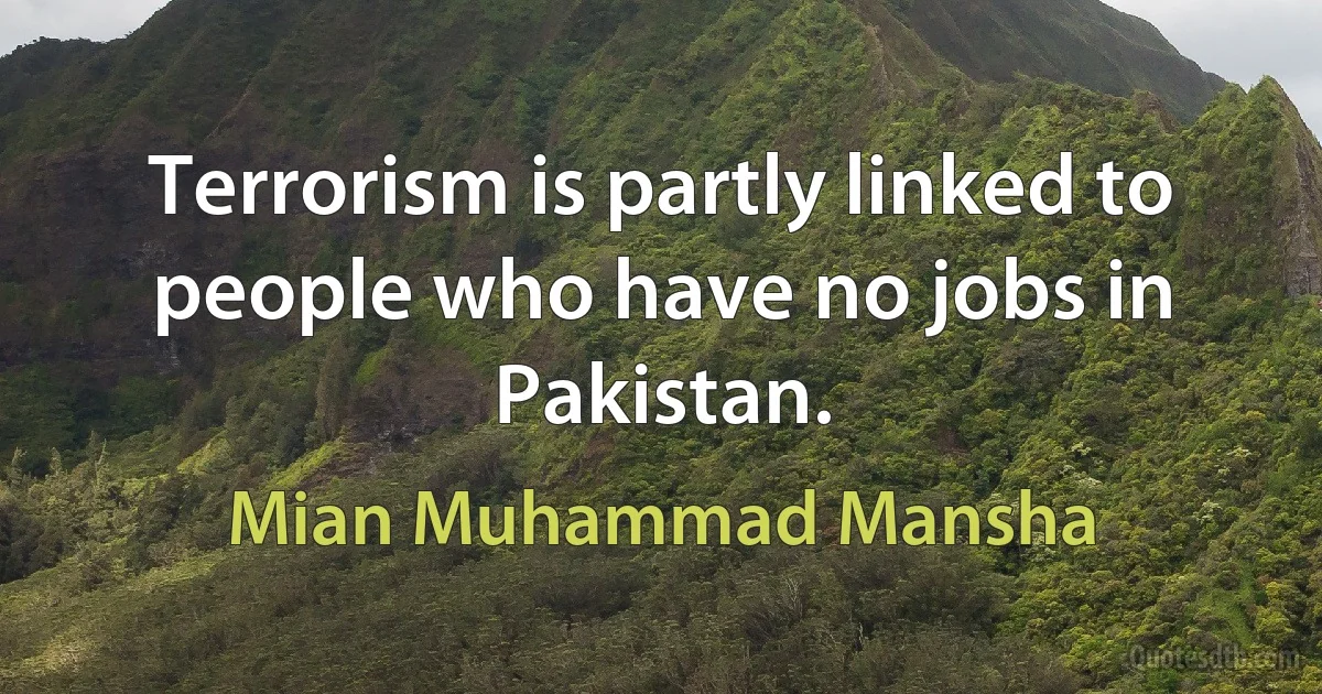 Terrorism is partly linked to people who have no jobs in Pakistan. (Mian Muhammad Mansha)