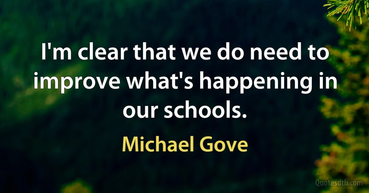 I'm clear that we do need to improve what's happening in our schools. (Michael Gove)