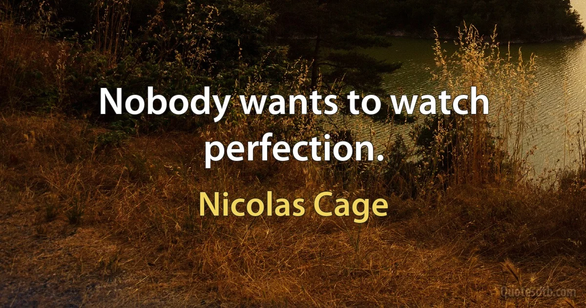 Nobody wants to watch perfection. (Nicolas Cage)