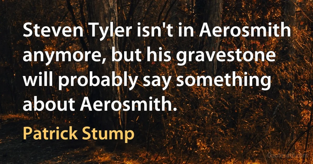 Steven Tyler isn't in Aerosmith anymore, but his gravestone will probably say something about Aerosmith. (Patrick Stump)