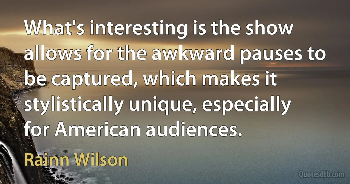 What's interesting is the show allows for the awkward pauses to be captured, which makes it stylistically unique, especially for American audiences. (Rainn Wilson)