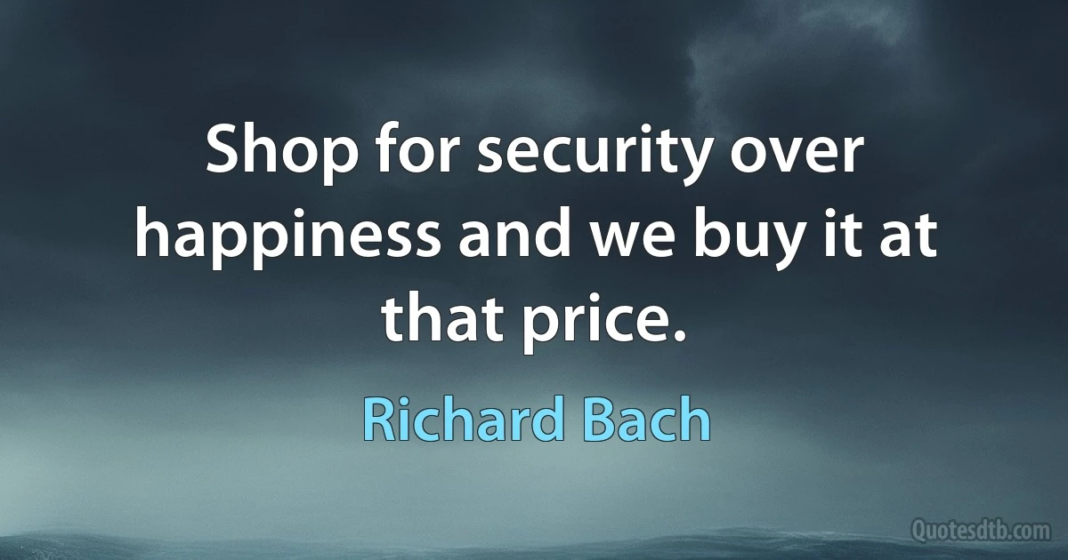 Shop for security over happiness and we buy it at that price. (Richard Bach)