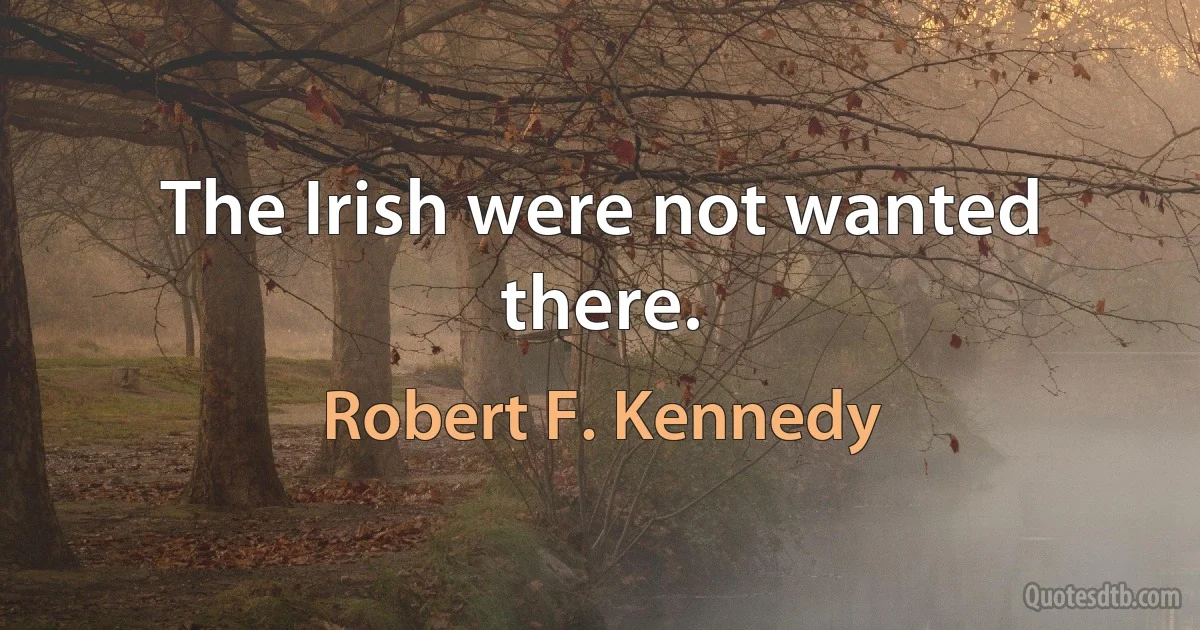 The Irish were not wanted there. (Robert F. Kennedy)