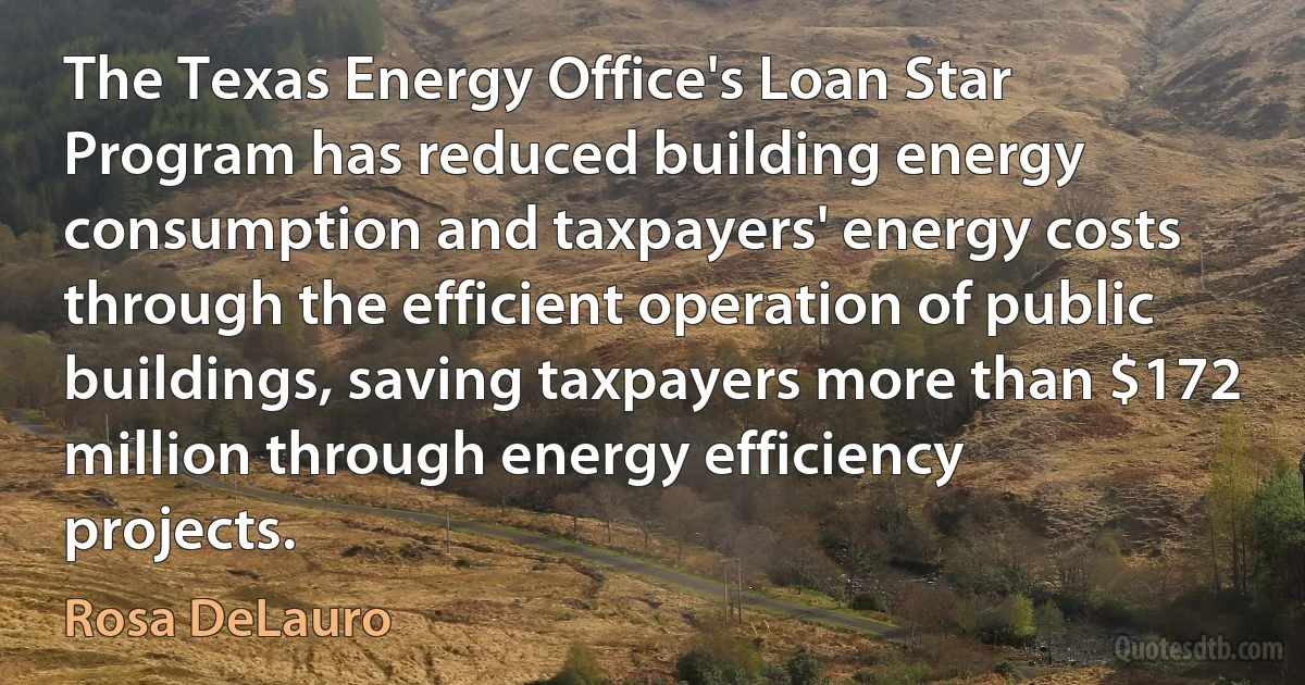 The Texas Energy Office's Loan Star Program has reduced building energy consumption and taxpayers' energy costs through the efficient operation of public buildings, saving taxpayers more than $172 million through energy efficiency projects. (Rosa DeLauro)