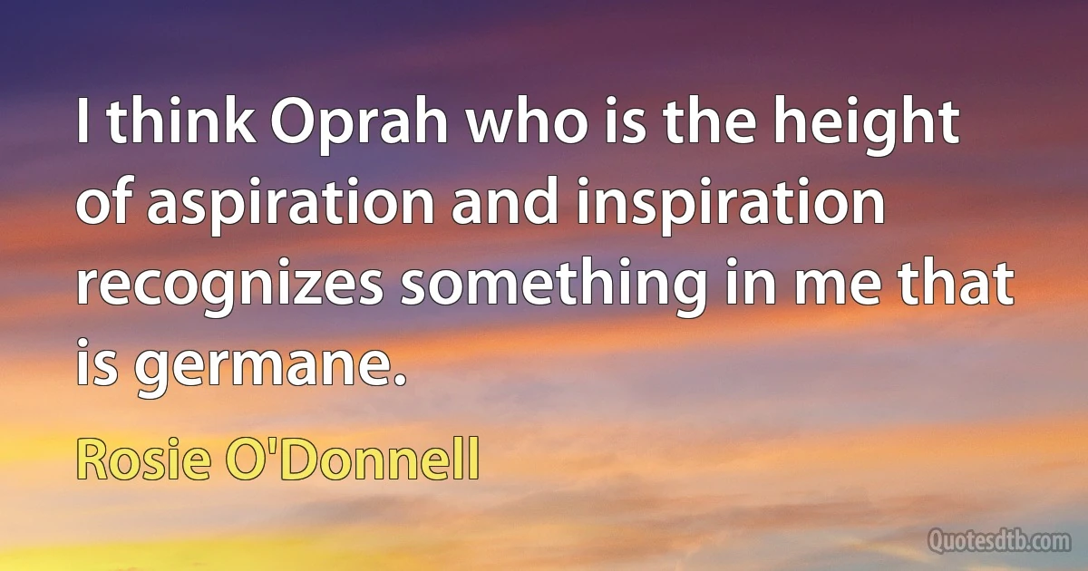 I think Oprah who is the height of aspiration and inspiration recognizes something in me that is germane. (Rosie O'Donnell)