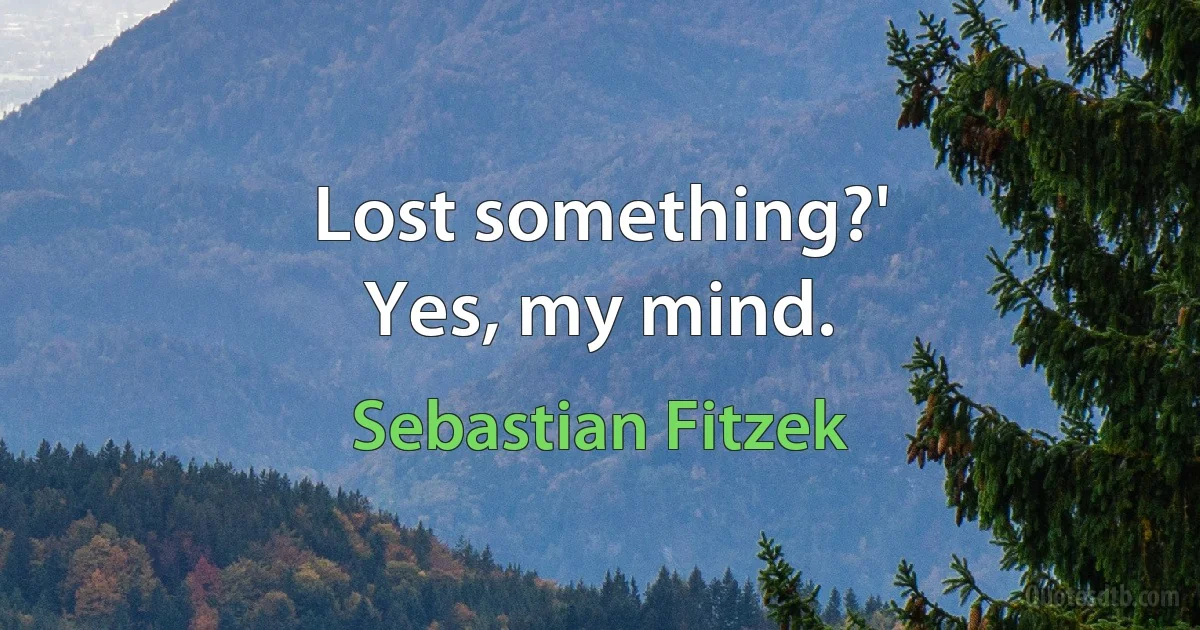 Lost something?'
Yes, my mind. (Sebastian Fitzek)