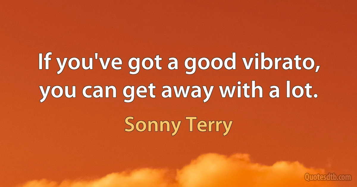 If you've got a good vibrato, you can get away with a lot. (Sonny Terry)