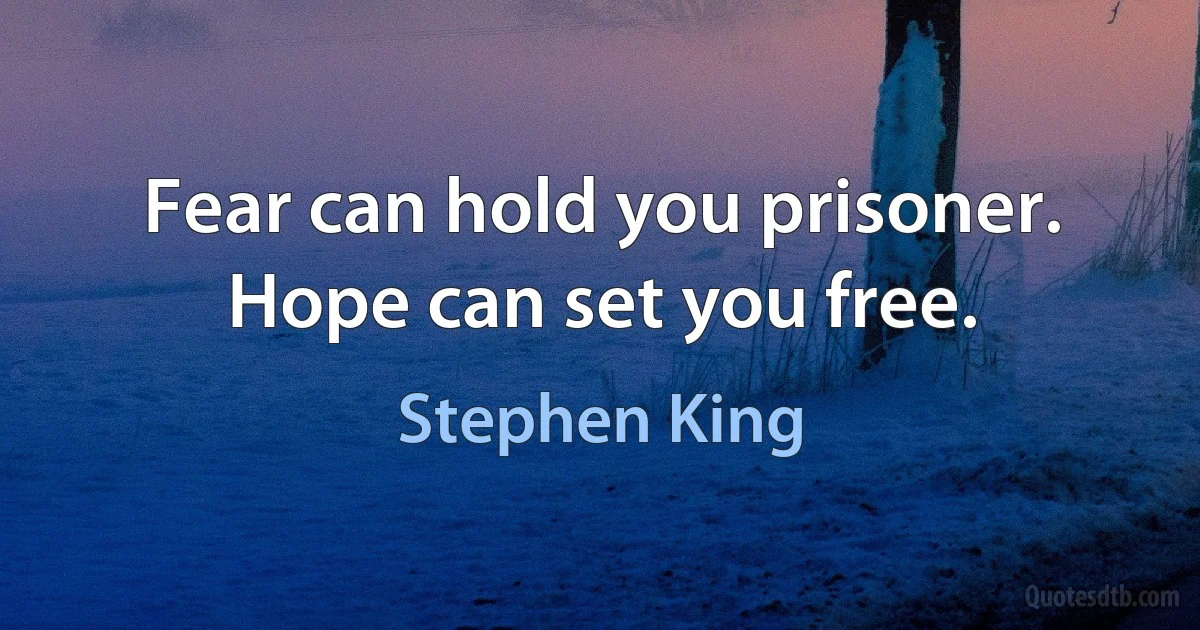 Fear can hold you prisoner. Hope can set you free. (Stephen King)