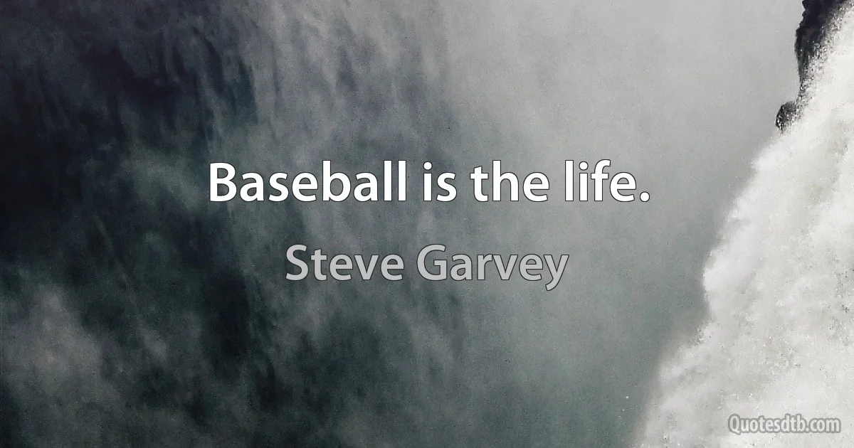 Baseball is the life. (Steve Garvey)