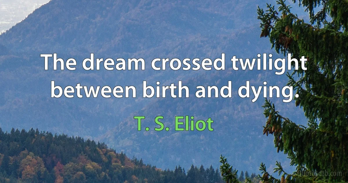 The dream crossed twilight between birth and dying. (T. S. Eliot)