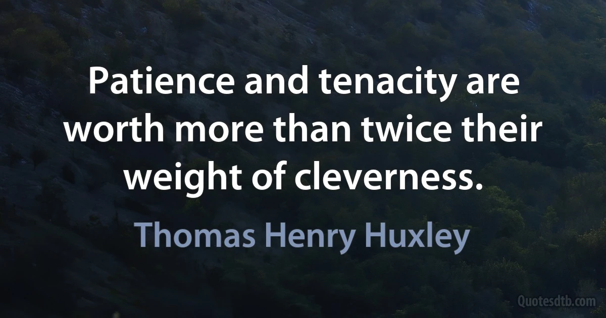 Patience and tenacity are worth more than twice their weight of cleverness. (Thomas Henry Huxley)